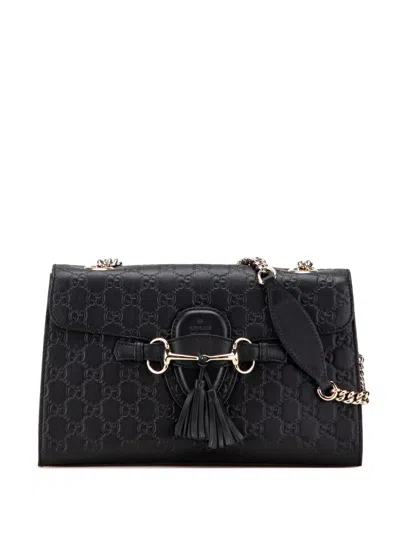 Pre-owned Gucci 2016-2025 Medium Ssima Emily Shoulder Bag In Black