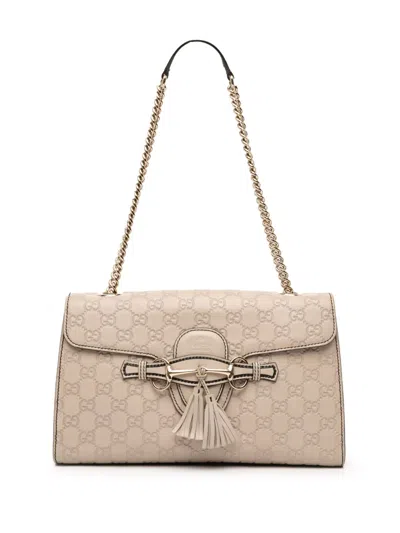 Pre-owned Gucci 2016-2025 Medium Ssima Emily Shoulder Bag In Brown
