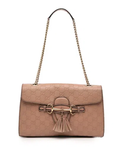 Pre-owned Gucci 2016-2025 Medium Ssima Emily Shoulder Bag In Brown