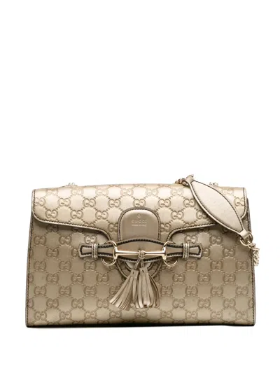 Pre-owned Gucci 2016-2025 Medium Ssima Emily Shoulder Bag In Gold