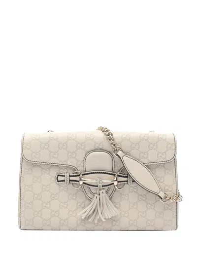 Pre-owned Gucci 2016-2025 Medium Ssima Emily Shoulder Bag In White