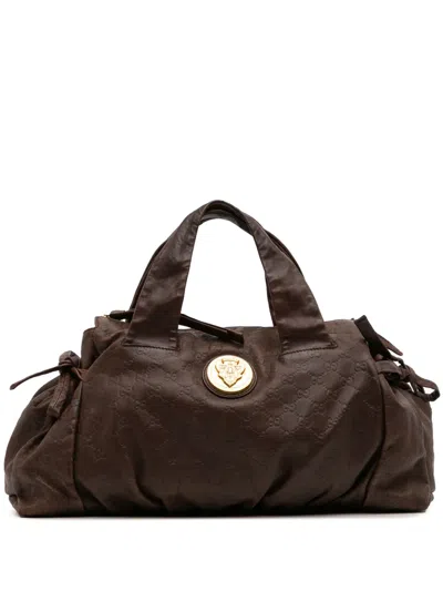 Pre-owned Gucci 2016-2025 Medium Ssima Hysteria Handbag In Brown