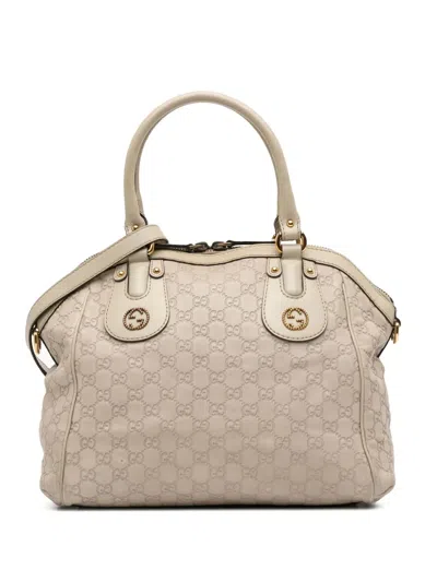 Pre-owned Gucci 2016-2025 Medium Ssima Scarlett Satchel In Brown