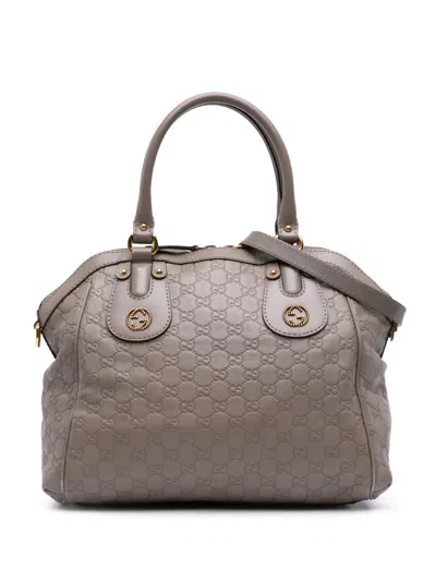 Pre-owned Gucci 2016-2025 Medium Ssima Scarlett Satchel In Gray