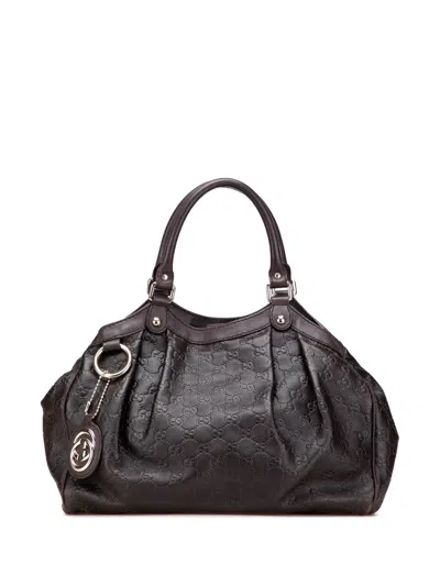 Pre-owned Gucci 2016-2025 Medium Ssima Sukey Tote Bag In Brown