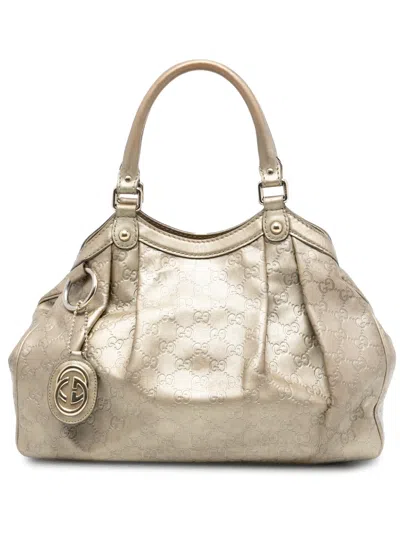 Pre-owned Gucci 2016-2025 Medium Ssima Sukey Tote Bag In Gold
