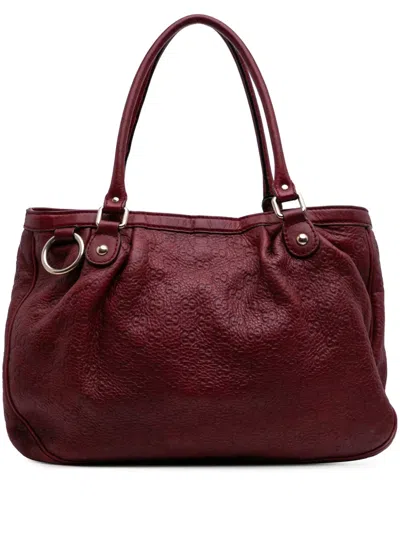 Pre-owned Gucci 2016-2025 Medium Ssima Sukey Tote Bag In Red