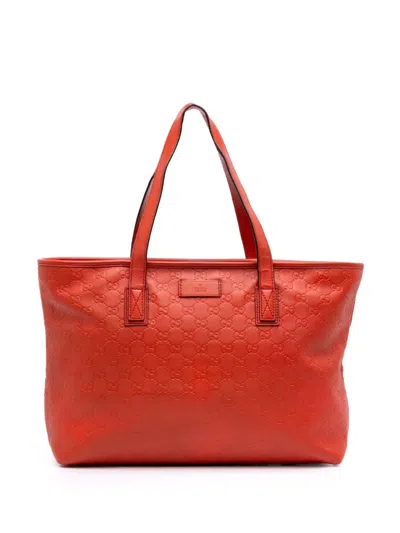 Pre-owned Gucci 2016-2025 Medium Ssima Tote Bag In Orange