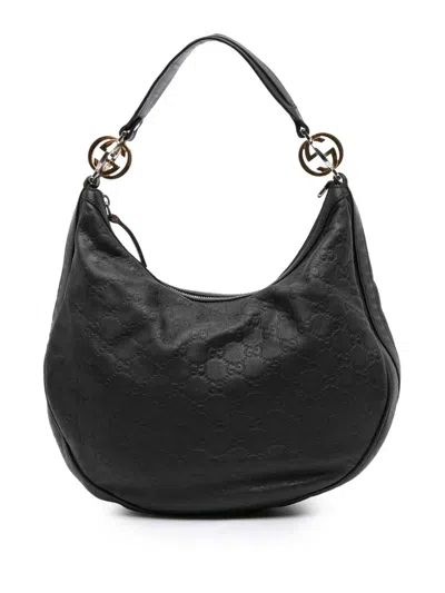 Pre-owned Gucci 2016-2025 Medium Ssima Twins Hobo Bag In Black