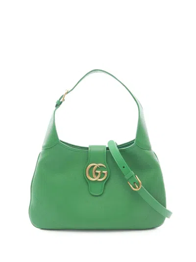Pre-owned Gucci 2016-2025 Medium Leather Aphrodite Crossbody Bag In Green