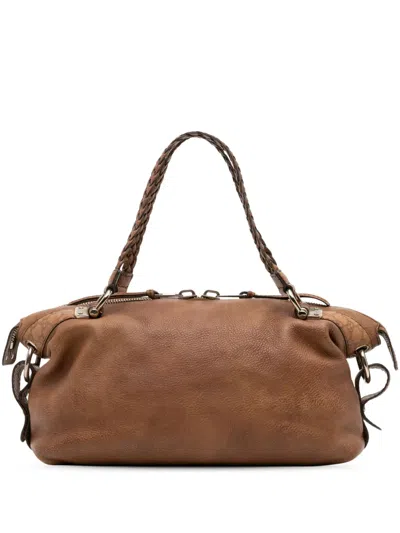 Pre-owned Gucci 2016-2025 Medium Leather Bamboo Bar Tote Bag In Brown