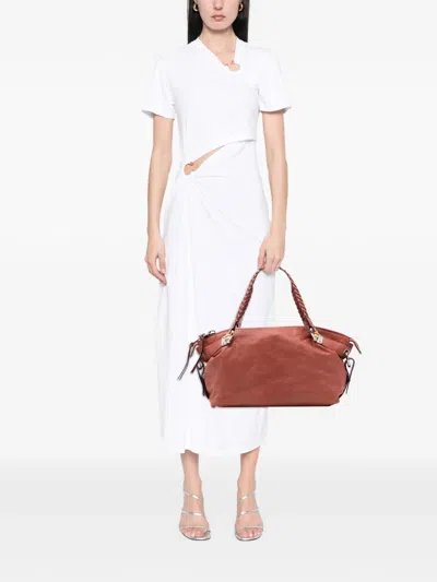 Pre-owned Gucci 2016-2025 Medium Leather Bamboo Bar Tote Bag In Orange