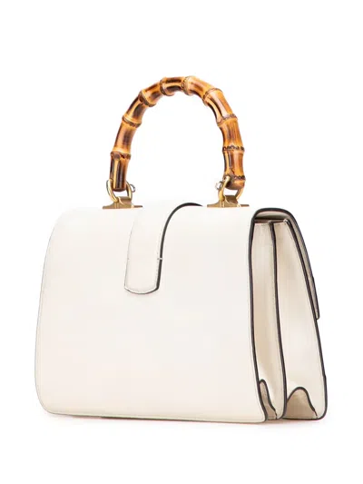 Pre-owned Gucci 2016-2025 Medium Leather Bamboo Dionysus Web Satchel In White