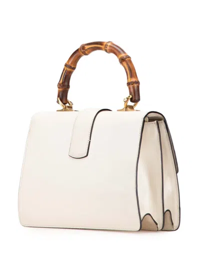 Pre-owned Gucci 2016-2025 Medium Leather Bamboo Dionysus Web Satchel In White