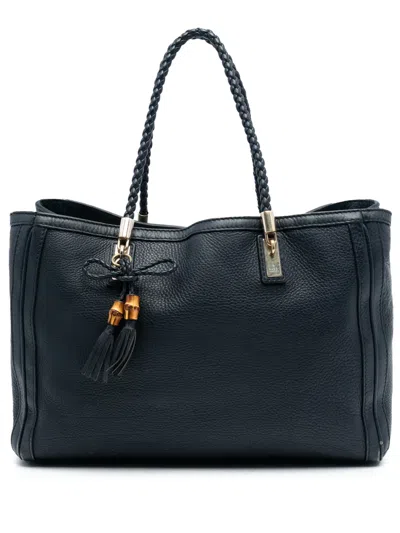 Pre-owned Gucci 2016-2025 Medium Leather Bella Tote Bag In Blue