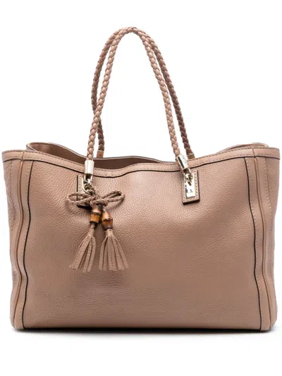 Pre-owned Gucci 2016-2025 Medium Leather Bella Tote Bag In Brown