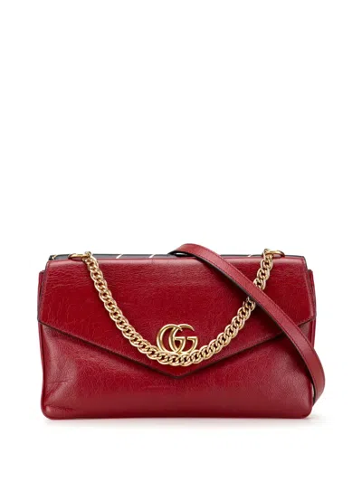 Pre-owned Gucci 2016-2025 Medium Leather Double Thiara Satchel In Red