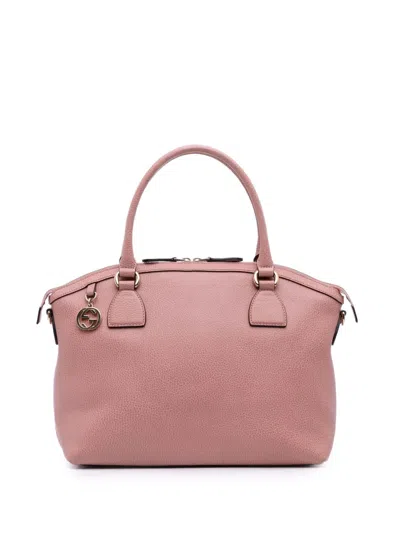 Pre-owned Gucci 2016-2025 Medium Leather Gg Charm Dome Satchel In Pink