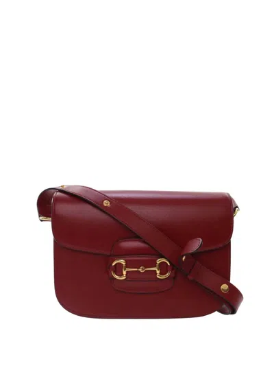 Pre-owned Gucci 2016-2025 Medium Leather Horsebit 1955 Shoulder Bag In Red