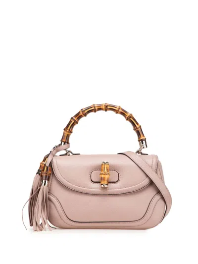 Pre-owned Gucci 2016-2025 Medium Leather New Bamboo Satchel In Brown
