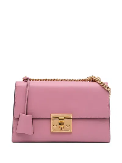 Pre-owned Gucci 2016-2025 Medium Leather Padlock Shoulder Bag In Pink
