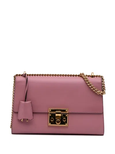 Pre-owned Gucci 2016-2025 Medium Leather Padlock Shoulder Bag In Pink