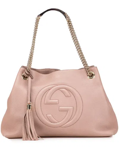 Pre-owned Gucci 2016-2025 Medium Leather Soho Chain Tote Bag In Brown