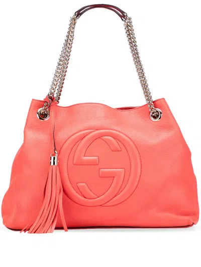 Pre-owned Gucci 2016-2025 Medium Leather Soho Chain Tote Bag In Pink