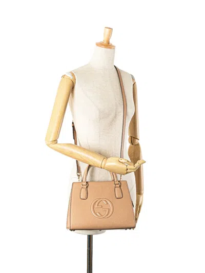 Pre-owned Gucci 2016-2025 Medium Leather Soho Top Handle Convertible Tote Satchel