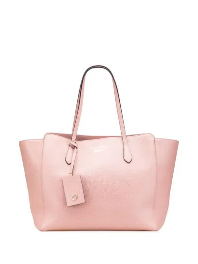 Pre-owned Gucci 2016-2025 Medium Leather Swing Tote Bag In Pink
