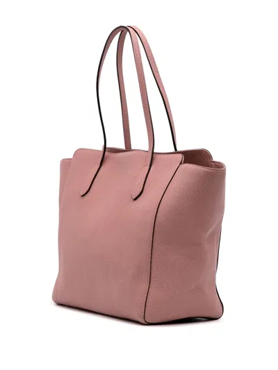 Pre-owned Gucci 2016-2025 Medium Leather Swing Tote Bag In Pink