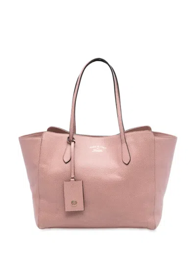 Pre-owned Gucci 2016-2025 Medium Leather Swing Tote Bag In Pink