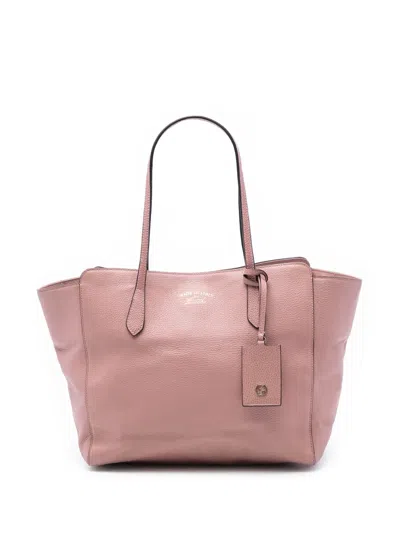 Pre-owned Gucci 2016-2025 Medium Leather Swing Tote Bag In Pink
