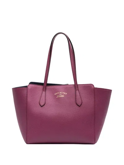 Pre-owned Gucci 2016-2025 Medium Leather Swing Tote Bag In Purple