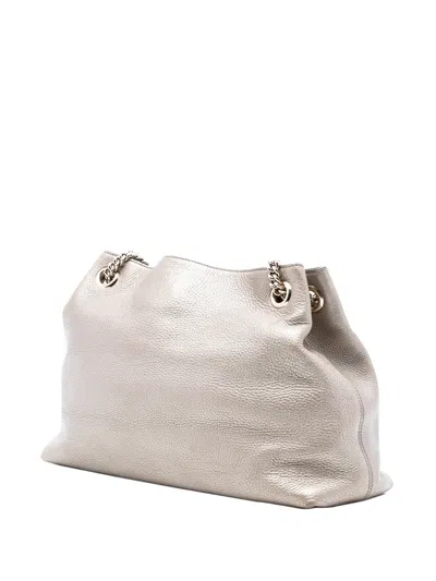 Pre-owned Gucci 2016-2025 Medium Metallic Leather Soho Chain Tote Bag In Gold