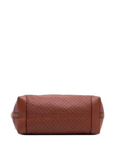 Pre-owned Gucci 2016-2025 Medium Microssima Craft Tote Bag In Brown