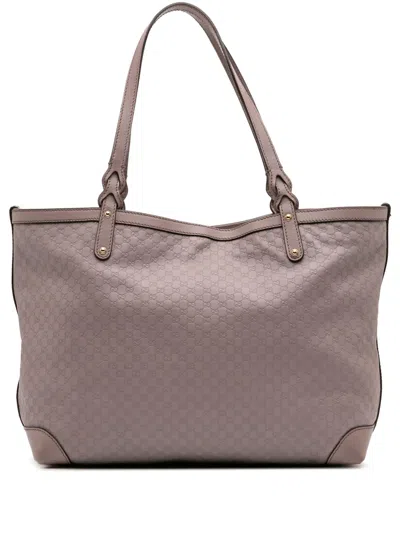 Pre-owned Gucci 2016-2025 Medium Microssima Craft Tote Bag In Purple