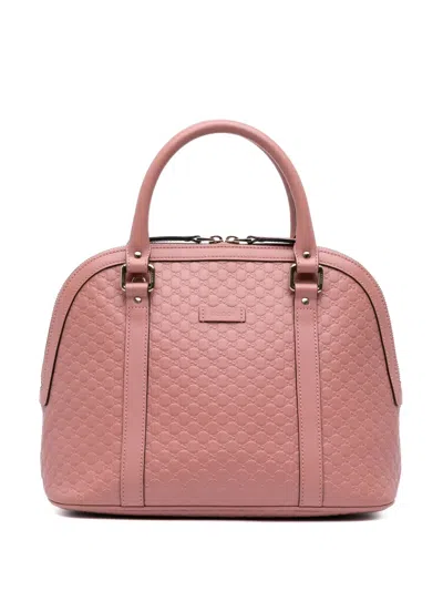Pre-owned Gucci 2016-2025 Medium Microssima Dome Satchel In Pink