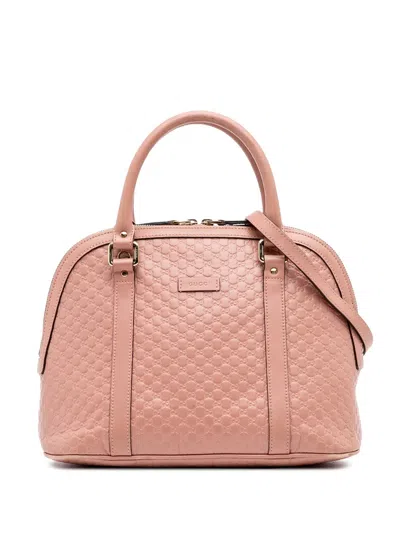 Pre-owned Gucci 2016-2025 Medium Microssima Dome Satchel In Pink