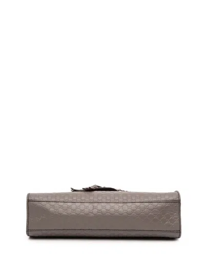 Pre-owned Gucci 2016-2025 Medium Microssima Emily Shoulder Bag In Gray
