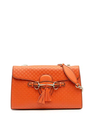 Pre-owned Gucci 2016-2025 Medium Microssima Emily Shoulder Bag In Orange