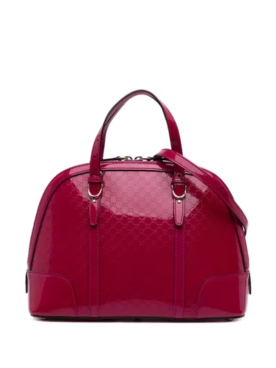 Pre-owned Gucci 2016-2025 Medium Microssima Patent Nice Dome Satchel In Pink