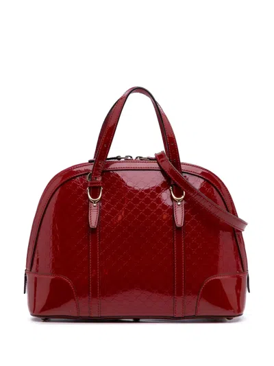 Pre-owned Gucci 2016-2025 Medium Microssima Patent Nice Dome Satchel In Red