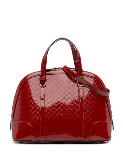 Pre-owned Gucci 2016-2025 Medium Microssima Patent Nice Dome Satchel In Red