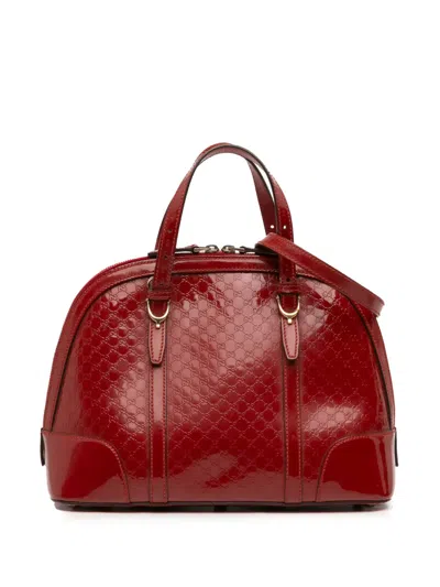Pre-owned Gucci 2016-2025 Medium Microssima Patent Nice Dome Satchel In Red