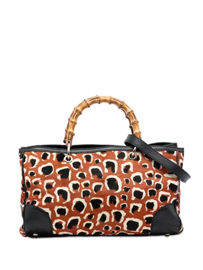 Pre-owned Gucci 2016-2025 Medium Pony Hair Bamboo Shopper Satchel In Black
