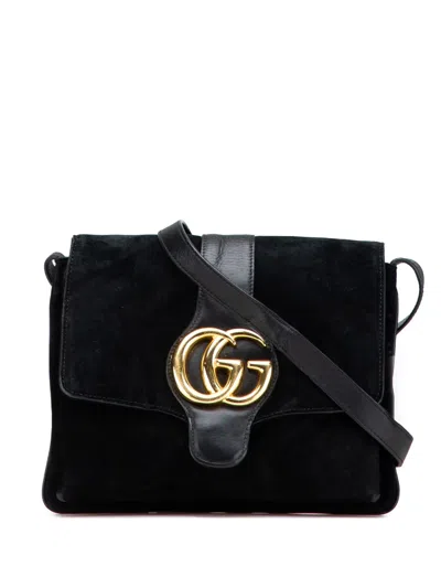Pre-owned Gucci 2016-2025 Medium Suede Arli Crossbody Bag In Black