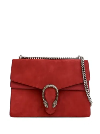 Pre-owned Gucci 2016-2025 Medium Suede Dionysus Shoulder Bag In Red