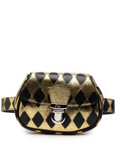 Pre-owned Gucci 2016-2025 Metallic Calfskin Belt Bag In Black