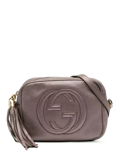 Pre-owned Gucci 2016-2025 Metallic Leather Soho Disco Crossbody Bag In Purple